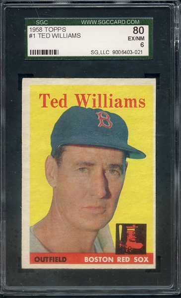 1958 TOPPS 1 TED WILLIAMS SGC EX/MT 80 / 6
