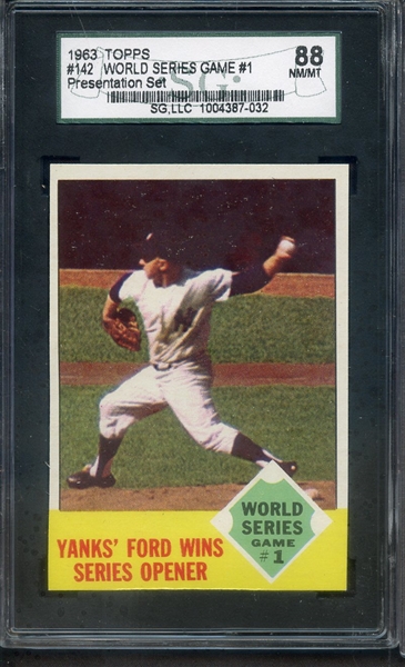 1963 TOPPS 142 WORLD SERIES GAME 1 FORD SGC NM/MT 88