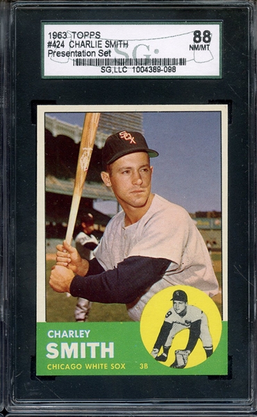 1963 TOPPS 424 CHARLIE SMITH SGC NM/MT 88