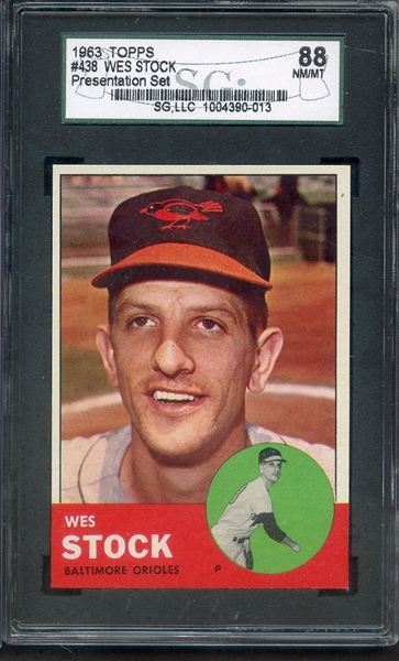 1963 TOPPS 438 WES STOCK SGC NM/MT 88
