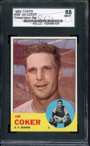 1963 TOPPS 456 JIM COKER SGC NM/MT 88