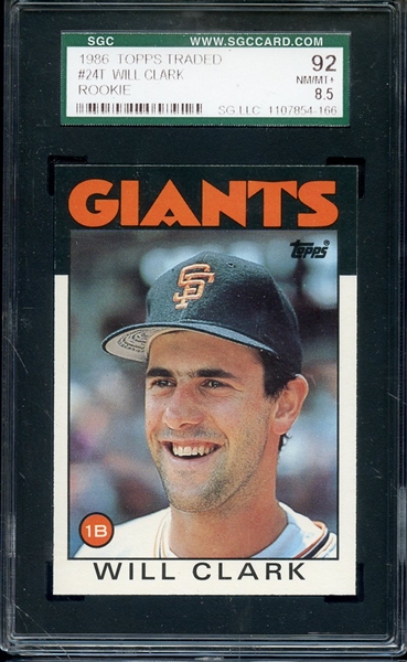 1986 TOPPS TRADED 24T WILL CLARK SGC NM/MT+ 92 / 8.5