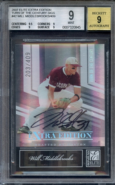 2007 ELITE EXTRA EDITION TURN OF THE CENTURY SIGNATURES 42 WILL MIDDLEBROOKS BGS MINT 9 AUTO 9