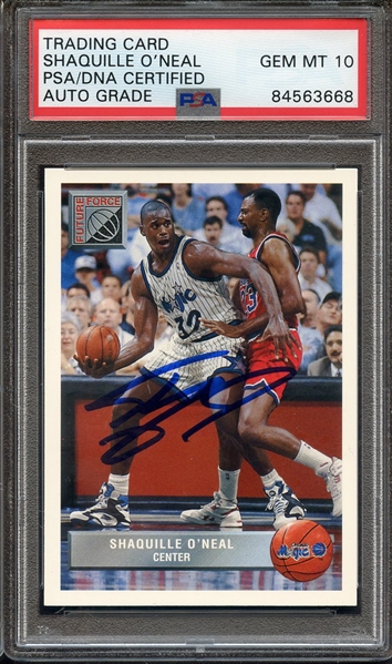1992 UPPER DECK MCDONALD'S P43 SIGNED SHAQUILLE O'NEAL PSA/DNA AUTO 10