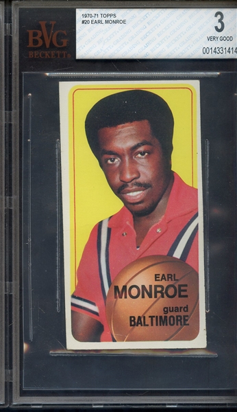 1970 TOPPS 20 EARL MONROE BVG VG 3