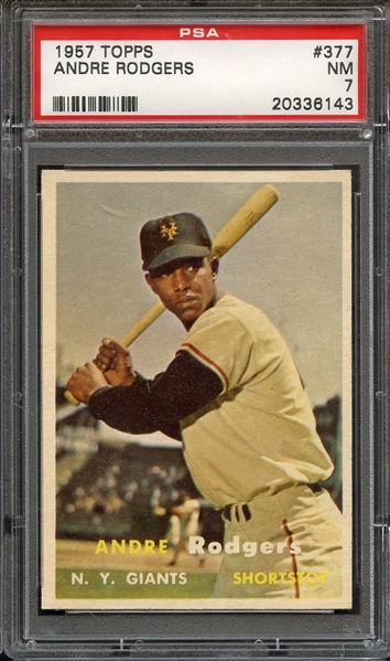 1957 TOPPS 377 ANDRE RODGERS PSA NM 7