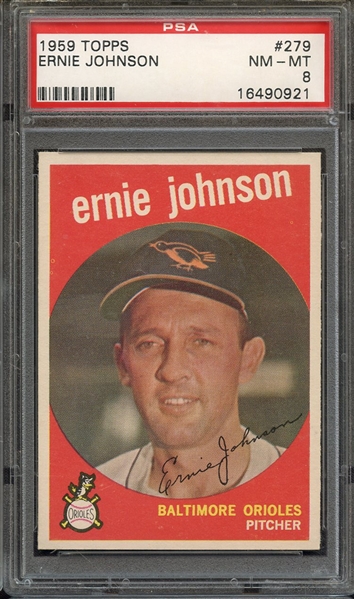 1959 TOPPS 279 ERNIE JOHNSON PSA NM-MT 8