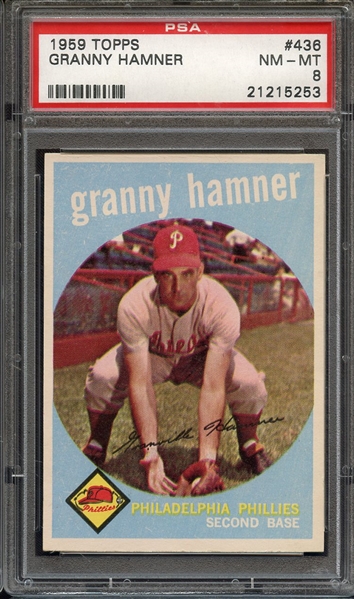 1959 TOPPS 436 GRANNY HAMNER PSA NM-MT 8