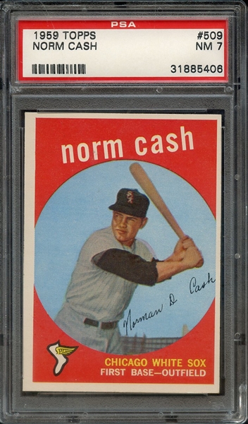 1959 TOPPS 509 NORM CASH PSA NM 7