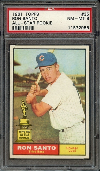 1961 TOPPS 35 RON SANTO ALL-STAR ROOKIE PSA NM-MT 8