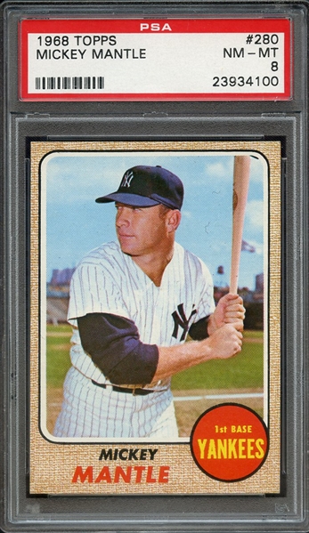 1968 TOPPS 280 MICKEY MANTLE PSA NM-MT 8