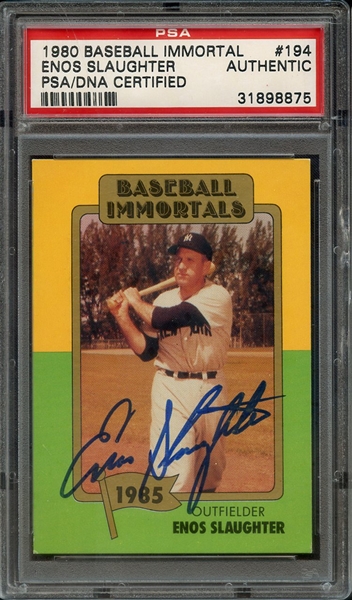 1980 BASEBALL IMMORTAL 194 SIGNED ENOS SLAUGHTER PSA/DNA AUTO AUTHENTIC