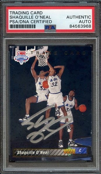 1992 UPPER DECK TRADE CARD 1B SIGNED SHAQUILLE O'NEAL PSA/DNA AUTO AUTHENTIC