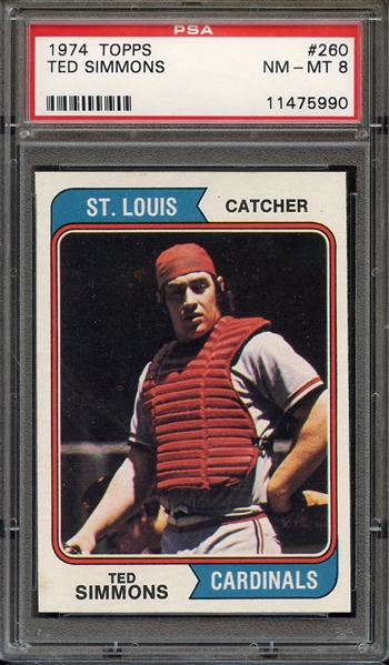 1974 TOPPS 260 TED SIMMONS PSA NM-MT 8