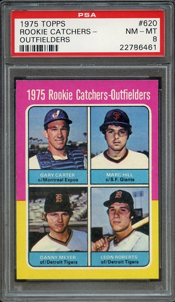 1975 TOPPS 620 ROOKIE CATCHERS OUTFIELDERS PSA NM-MT 8