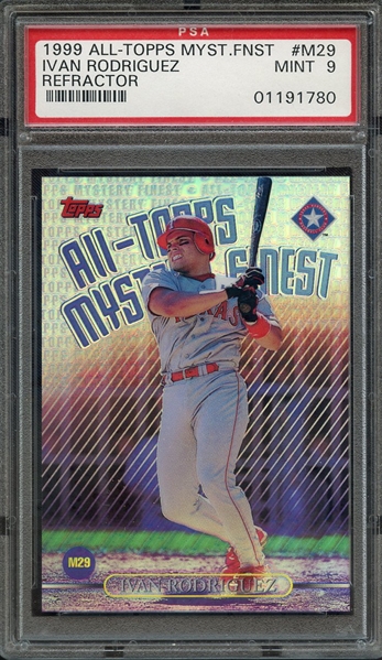 1999 TOPPS ALL-TOPPS MYSTERY FINEST M29 IVAN RODRIGUEZ MYSTERY FINEST-REFRACTOR PSA MINT 9