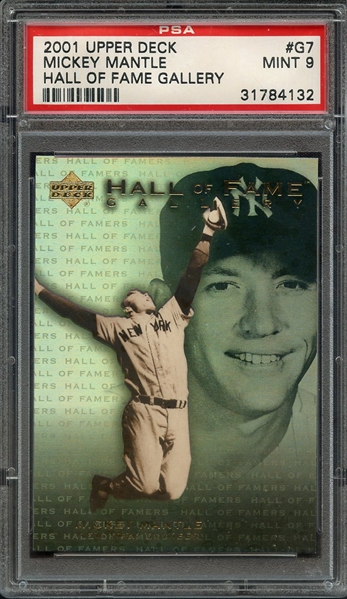 2001 UPPER DECK HALL OF FAMERS HALL OF FAME GALLERY G7 MICKEY MANTLE HALL OF FAME GALLERY PSA MINT 9