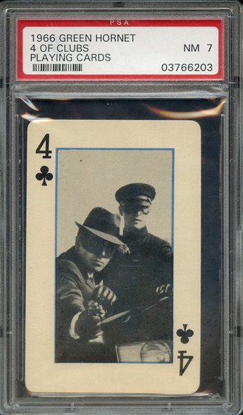 1966 GREEN HORNET PLAYING CARDS 4 OF CLUBS PLAYING CARDS PSA NM 7