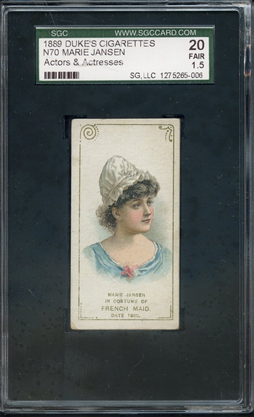 1889 DUKE'S CIGARETTES N70 ACTORS & ACTRESSES MARIE JANSEN SGC FAIR 20 / 1.5