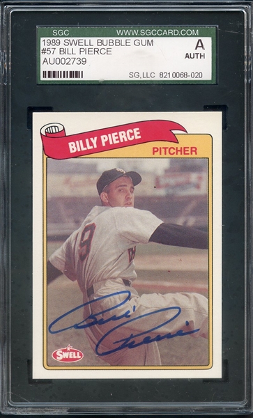 1989 SWELL BUBBLE GUM SIGNED BILLY PIERCE SGC AUTHENTIC