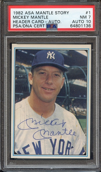 1982 ASA MANTLE STORY 1 SIGNED MICKEY MANTLE PSA NM 7 PSA/DNA AUTO 10