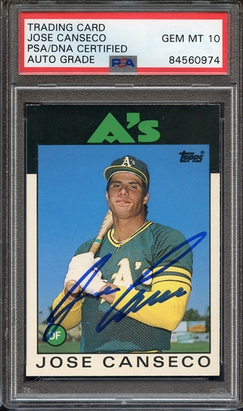 1986 TOPPS TRADED 20T SIGNED JOSE CANSECO PSA/DNA AUTO 10