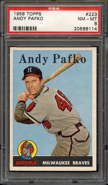 1958 TOPPS 223 ANDY PAFKO PSA NM-MT 8