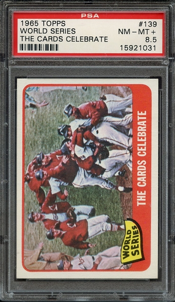 1965 TOPPS 139 WORLD SERIES THE CARDS CELEBRATE PSA NM-MT+ 8.5