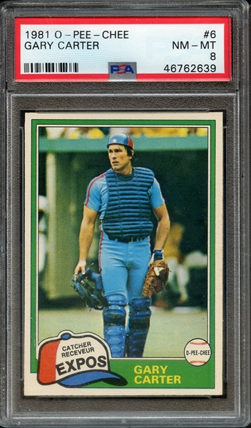 1981 O-PEE-CHEE 6 GARY CARTER PSA NM-MT 8