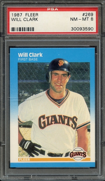 1987 FLEER 269 WILL CLARK PSA NM-MT 8