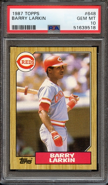 1987 TOPPS 648 BARRY LARKIN PSA GEM MT 10