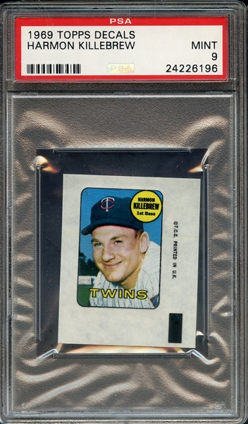 1969 TOPPS DECALS HARMON KILLEBREW PSA MINT 9