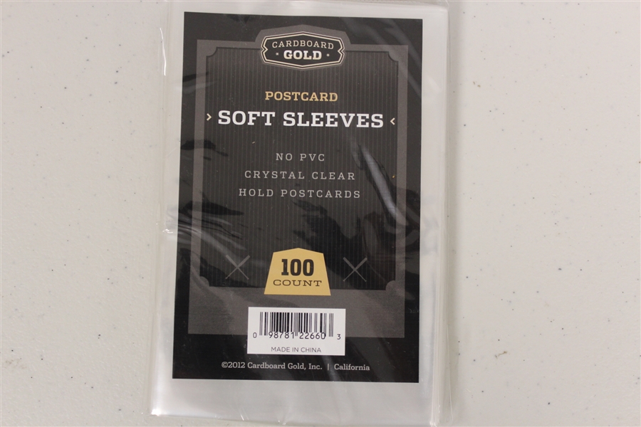 (1) Pack Cardboard Gold Postcard Soft Sleeves 100 Total
