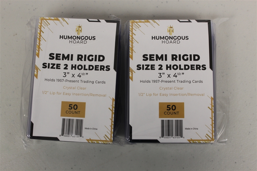 (100) Humongous Hoard Semi Rigid Size 2 Standard Size Cards 3 x 4 1/2