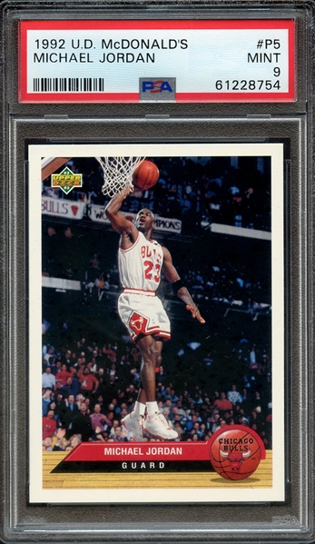 1992 UPPER DECK McDONALD'S P5 MICHAEL JORDAN PSA MINT 9