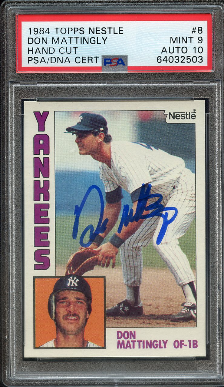 Lot Detail - 1984 TOPPS NESTLE 8 SIGNED DON MATTINGLY PSA MINT 9 PSA ...