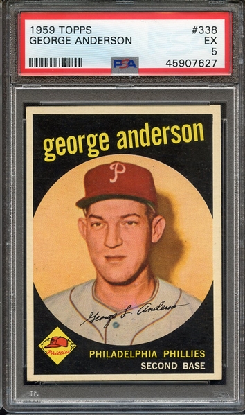 1959 TOPPS 338 GEORGE ANDERSON PSA EX 5