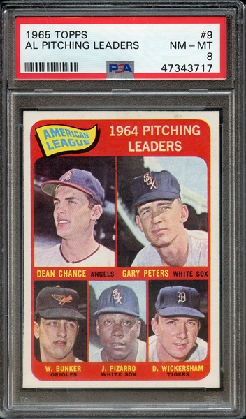1965 TOPPS 9 AL PITCHING LEADERS PSA NM-MT 8
