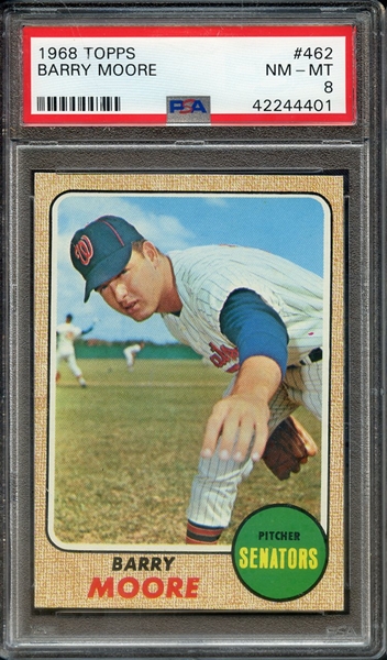 1968 TOPPS 462 BARRY MOORE PSA NM-MT 8