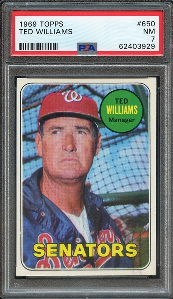 1969 TOPPS 650 TED WILLIAMS PSA NM 7