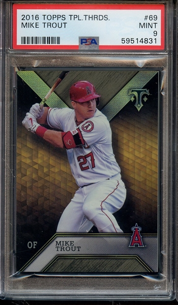 2016 TOPPS TRIPLE THREADS 69 MIKE TROUT PSA MINT 9
