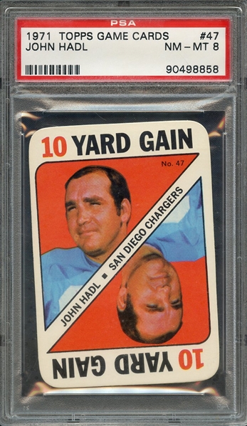 1971 TOPPS GAME CARDS 47 JOHN HADL PSA NM-MT 8