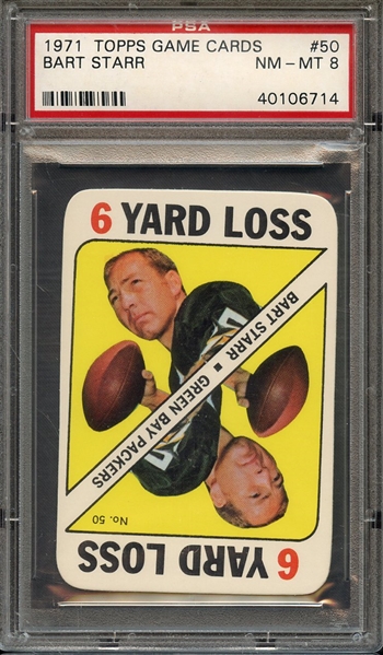 1971 TOPPS GAME CARDS 50 BART STARR PSA NM-MT 8