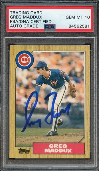 1987 TOPPS TRADED 70T SINGED GREG MADDUX PSA/DNA AUTO 10