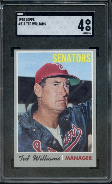 1970 TOPPS 211 TED WILLIAMS SGC VG-EX 4