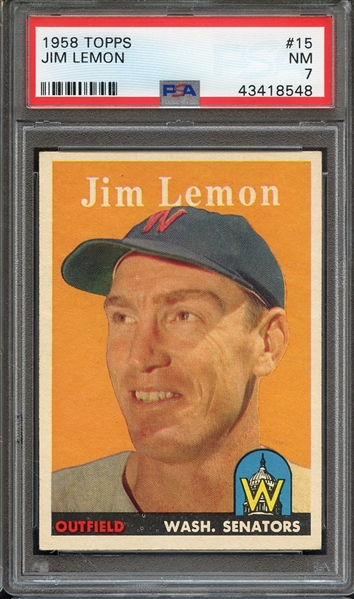 1958 TOPPS 15 JIM LEMON PSA NM 7