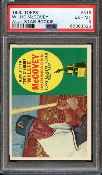 1960 TOPPS 316 WILLIE McCOVEY ALL-STAR ROOKIE PSA EX-MT 6