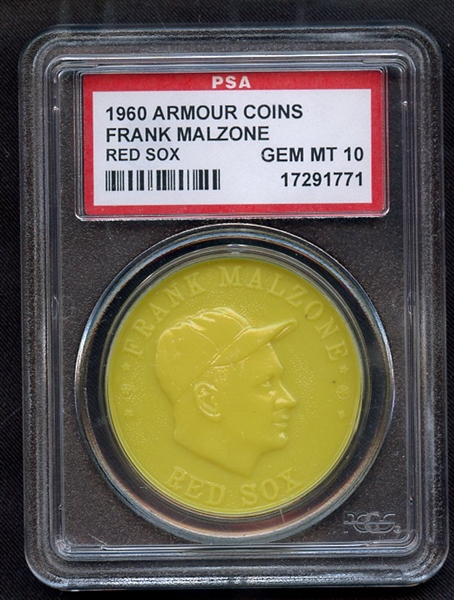 1960 ARMOUR COINS FRANK MALZONE RED SOX PSA GEM MT 10