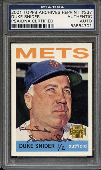 2001 TOPPS ARCHIVES REPRINT SIGNED DUKE SNIDER PSA/DNA AUTO AUTHENTIC