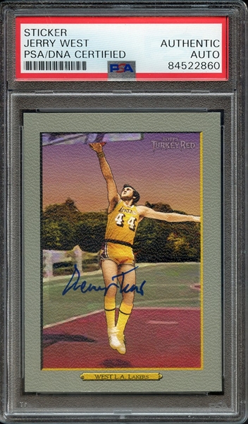 2006 TOPPS TURKEY RED SIGNED STICKER JERRY WEST PSA/DNA AUTO AUTHENTIC